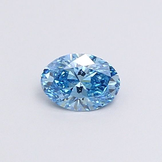 Lab-Grown Oval Diamond - 0.38 Carats, Fancy Vivid Blue Color, VS1 Clarity - Certified by IGI - Report Number: LG603367457