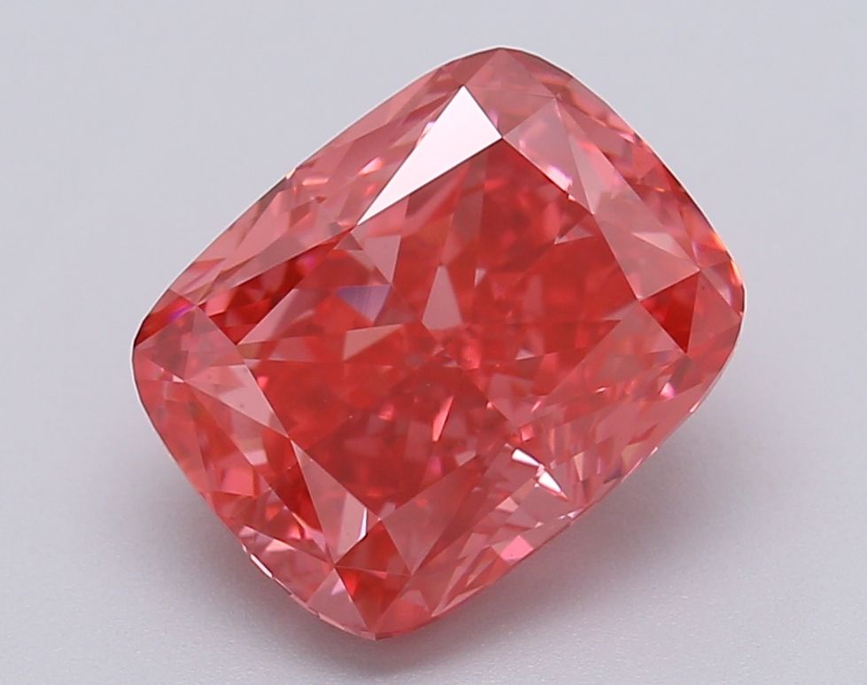 Lab-Grown Cushion Diamond - 3.02 Carats, Fancy Vivid Pink Color, VS1 Clarity - Certified by IGI - Report Number: LG608377041
