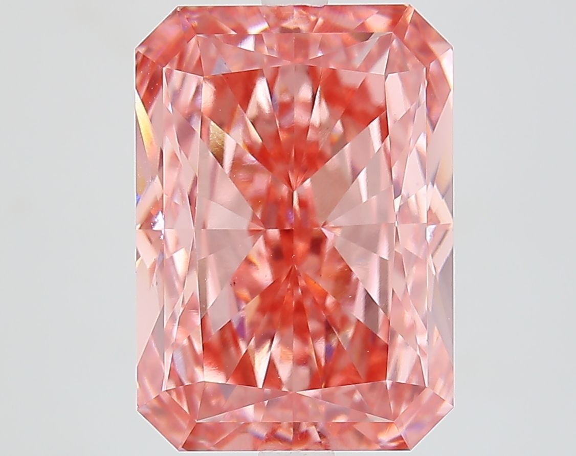 Lab-Grown Radiant Diamond - 7.04 Carats, Fancy Vivid Pink Color, VS1 Clarity - Certified by IGI - Report Number: LG651496114