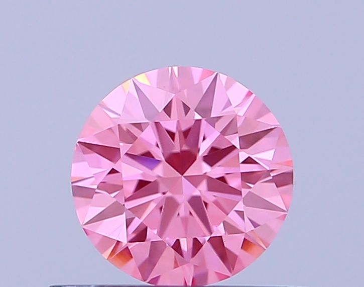Lab-Grown Round Diamond - 0.51 Carats, Fancy Vivid Pink Color, VVS2 Clarity - Certified by IGI - Report Number: LG666443569