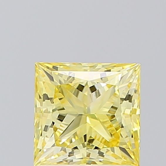 Lab-Grown Princess Diamond - 1.01 Carats, Fancy Vivid Yellow Color, SI1 Clarity - Certified by IGI - Report Number: LG671443244