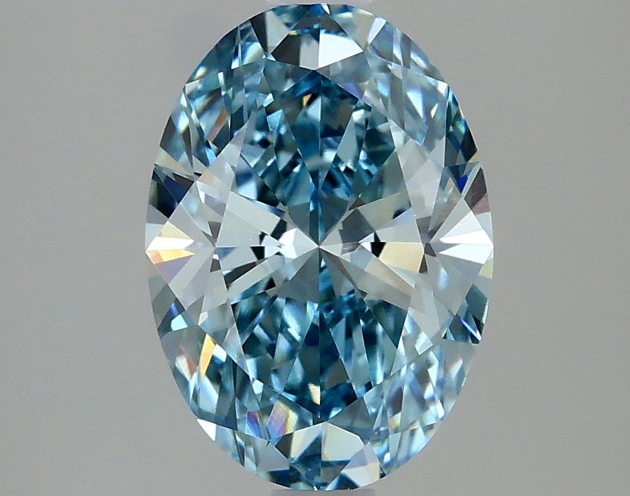 Lab-Grown Oval Diamond - 2.05 Carats, Fancy Vivid Blue Color, VVS2 Clarity - Certified by IGI - Report Number: LG637461369