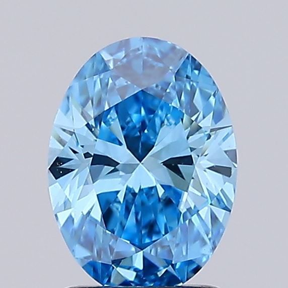 Lab-Grown Oval Diamond - 1.0 Carats, Fancy Vivid Blue Color, VVS2 Clarity - Certified by IGI - Report Number: LG674511580