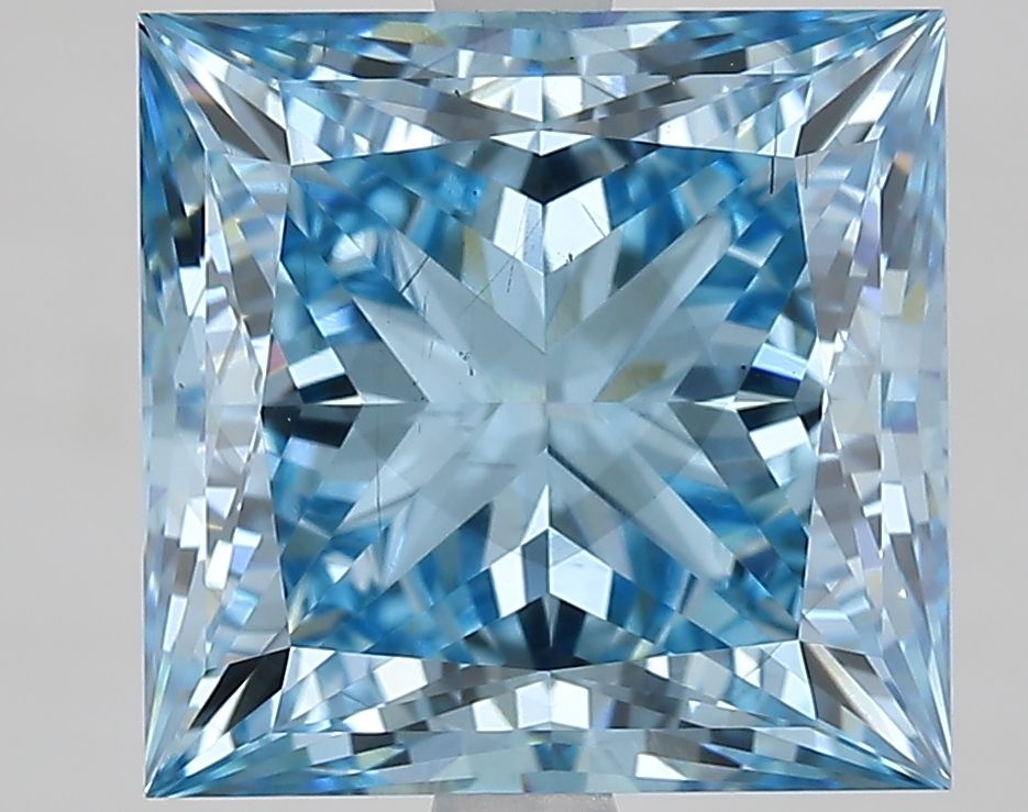 Lab-Grown Princess Diamond - 5.06 Carats, Fancy Vivid Blue Color, SI1 Clarity - Certified by IGI - Report Number: LG631468671