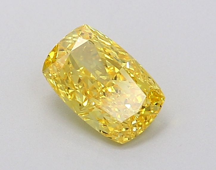 Lab-Grown Cushion Diamond - 0.55 Carats, Fancy Vivid Yellow Color, VS2 Clarity - Certified by IGI - Report Number: LG628496626