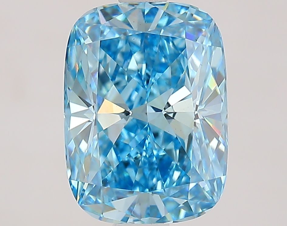 Lab-Grown Cushion Diamond - 2.09 Carats, Fancy Vivid Blue Color, VS1 Clarity - Certified by IGI - Report Number: LG647457556