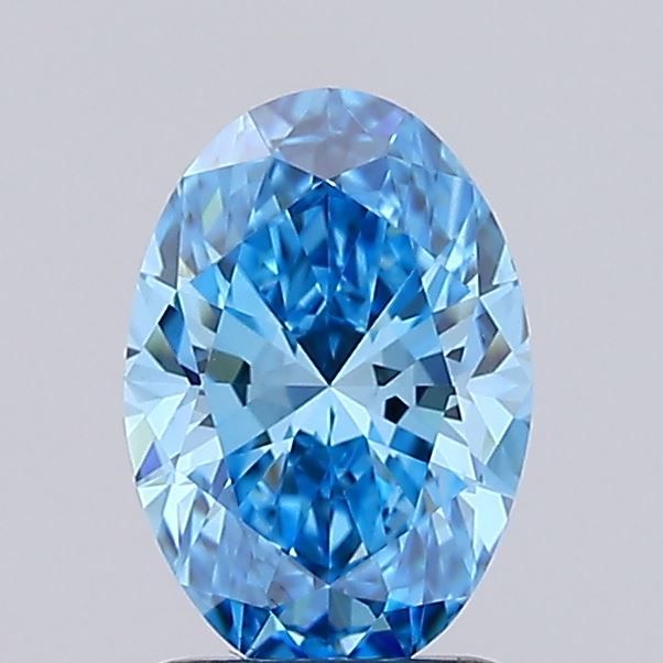 Lab-Grown Oval Diamond - 1.06 Carats, Fancy Vivid Blue Color, VVS2 Clarity - Certified by IGI - Report Number: LG674511587
