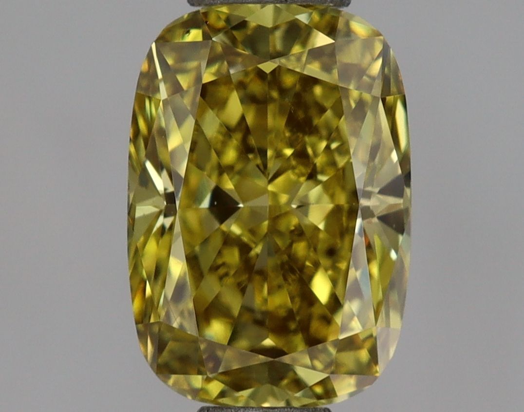 Lab-Grown Cushion Diamond - 1.08 Carats, Fancy Vivid Yellow Color, VS1 Clarity - Certified by IGI - Report Number: LG654408694