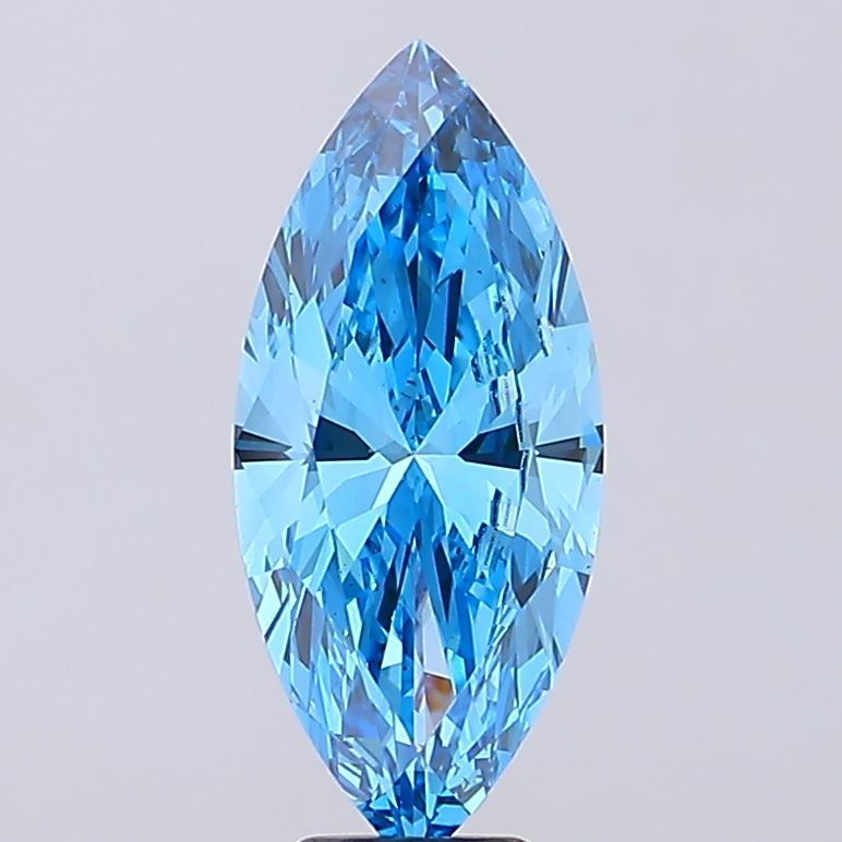 Lab-Grown Marquise Diamond - 6.01 Carats, Fancy Vivid Blue Color, VS1 Clarity - Certified by IGI - Report Number: LG678501357