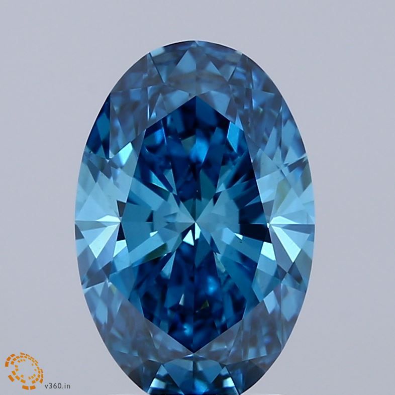 Lab-Grown Oval Diamond - 2.48 Carats, Fancy Vivid Blue Color, VS2 Clarity - Certified by IGI - Report Number: LG671462707