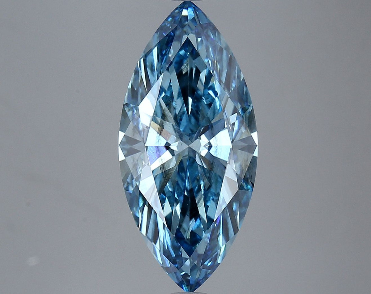 Lab-Grown Marquise Diamond - 3.77 Carats, Fancy Vivid Blue Color, SI1 Clarity - Certified by IGI - Report Number: LG633424121
