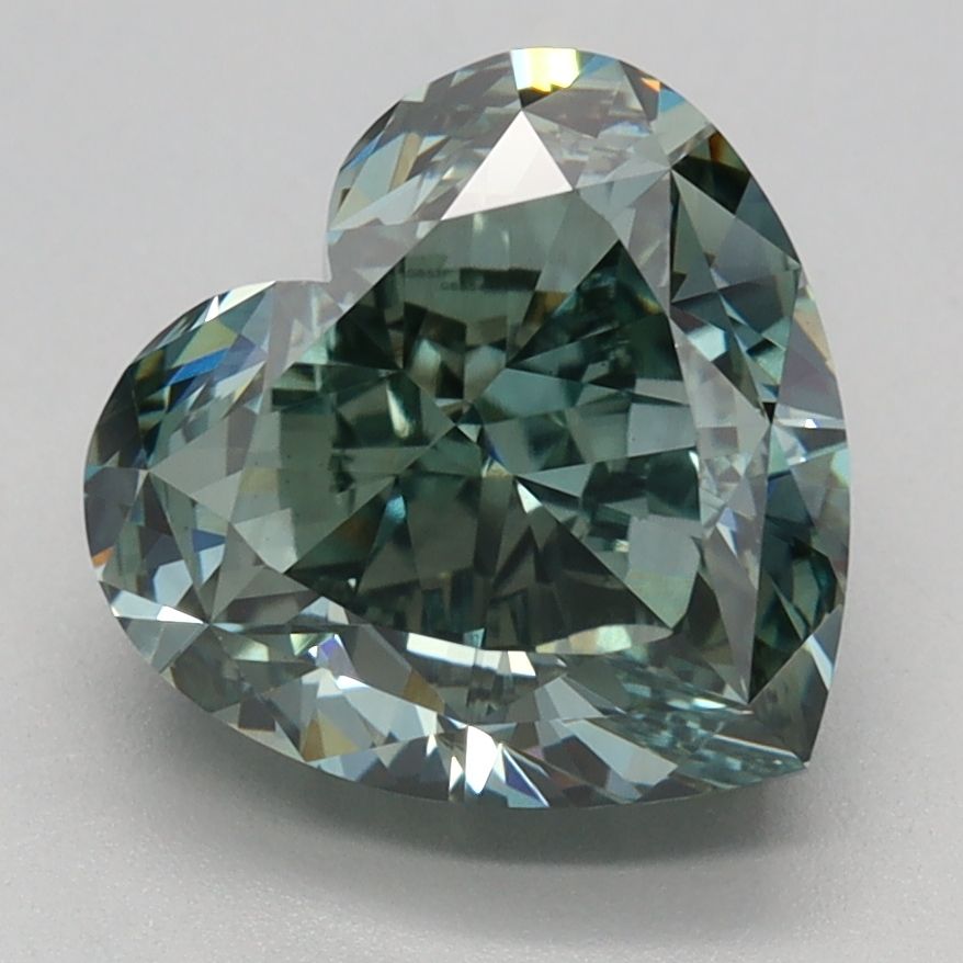 Lab-Grown Heart Diamond - 3.04 Carats, Fancy Vivid Green Color, VVS2 Clarity - Certified by IGI - Report Number: LG655444969
