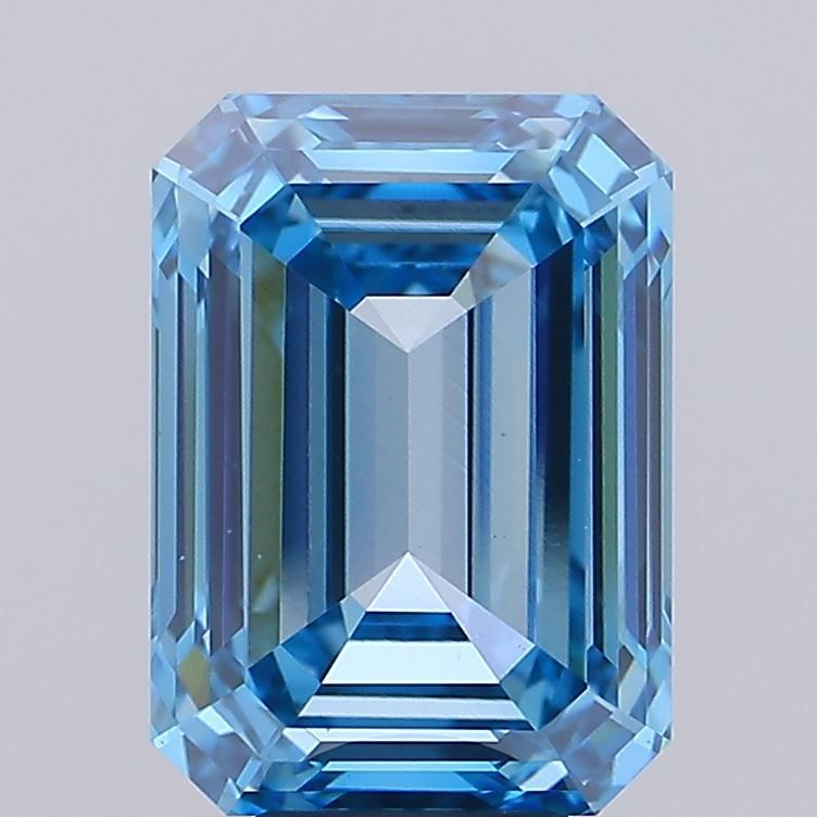 Lab-Grown Emerald Diamond - 8.03 Carats, Fancy Vivid Blue Color, VS1 Clarity - Certified by IGI - Report Number: LG677574716