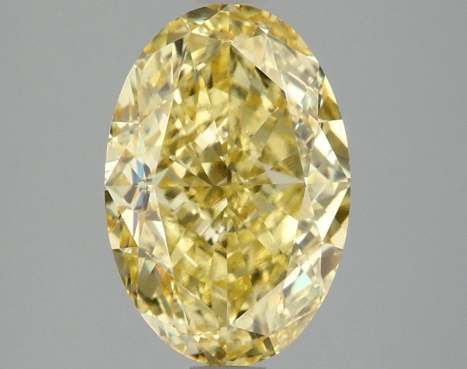 Lab-Grown Oval Diamond - 3.07 Carats, Fancy Vivid Yellow Color, VVS2 Clarity - Certified by IGI - Report Number: LG677503191