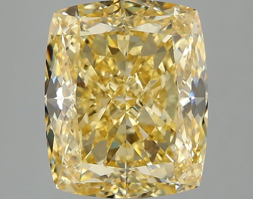 Lab-Grown Cushion Diamond - 4.1 Carats, Fancy Vivid Yellow Color, VS1 Clarity - Certified by IGI - Report Number: LG675526684