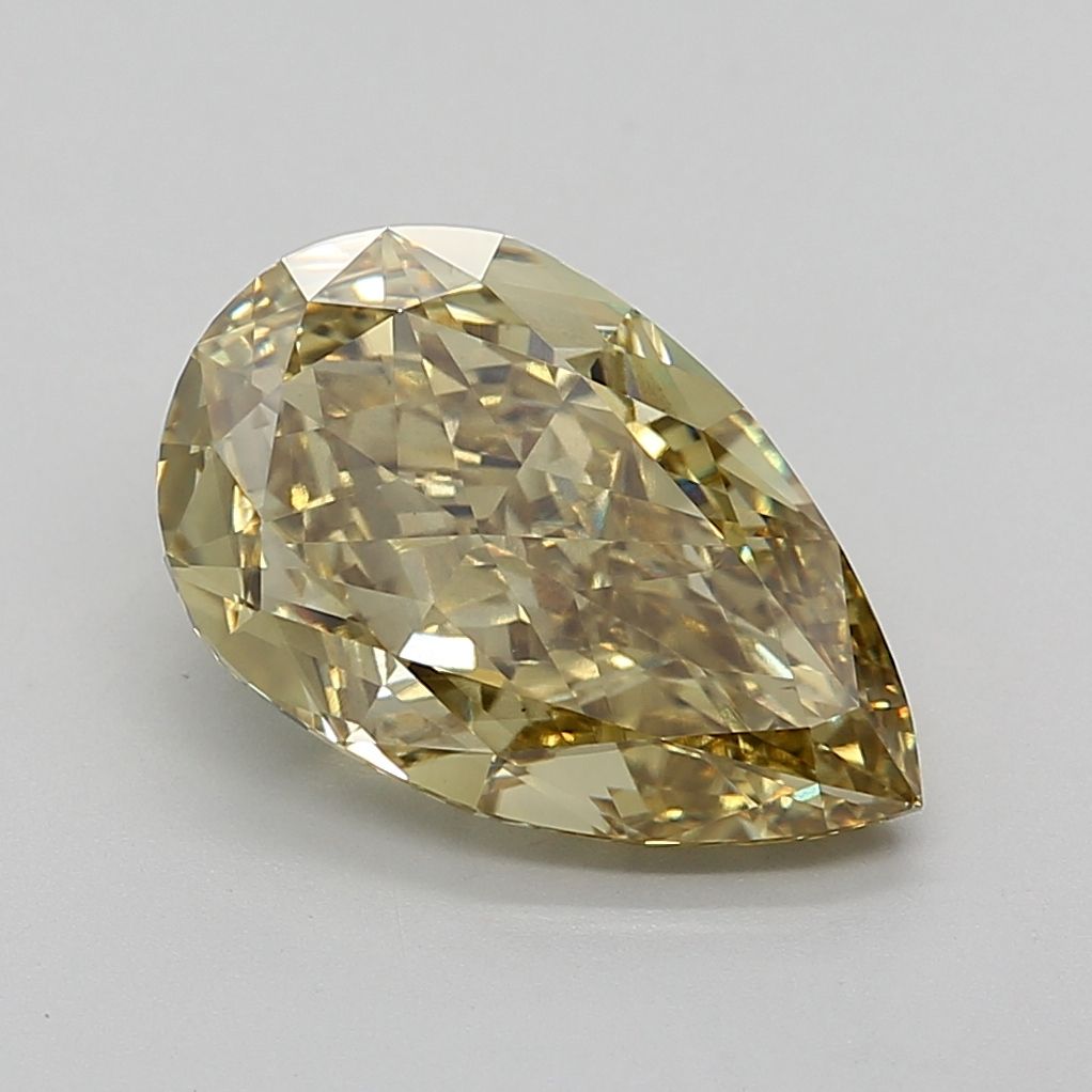 Lab-Grown Pear Diamond - 6.1 Carats, Fancy Intense Gray Yellow Color, VS1 Clarity - Certified by IGI - Report Number: 629486117