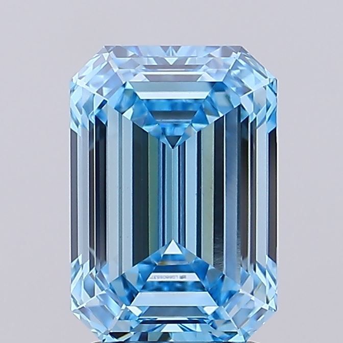 Lab-Grown Emerald Diamond - 3.09 Carats, Fancy Vivid Blue Color, VVS2 Clarity - Certified by IGI - Report Number: LG680553712