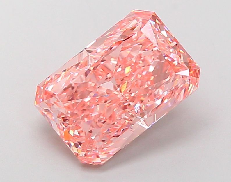 Lab-Grown Radiant Diamond - 5.02 Carats, Fancy Vivid Pink Color, VS2 Clarity - Certified by IGI - Report Number: LG689575785