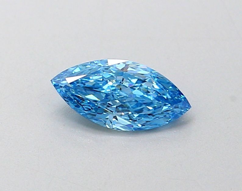 Lab-Grown Marquise Diamond - 0.27 Carats, Fancy Vivid Blue Color, VS1 Clarity - Certified by IGI - Report Number: LG635469530