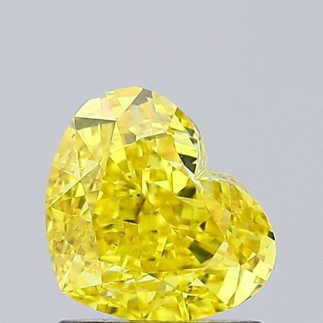 Lab-Grown Heart Diamond - 1.05 Carats, Fancy Vivid Yellow Color, VS1 Clarity - Certified by IGI - Report Number: LG666412170