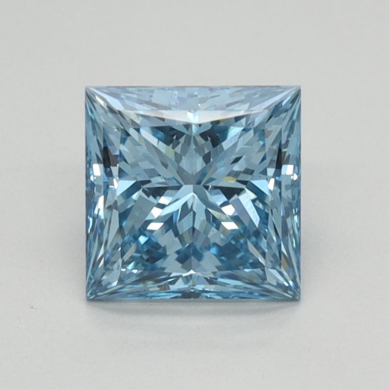 Lab-Grown Princess Diamond - 0.83 Carats, Fancy Vivid Blue Color, VS1 Clarity - Certified by IGI - Report Number: LG586338192