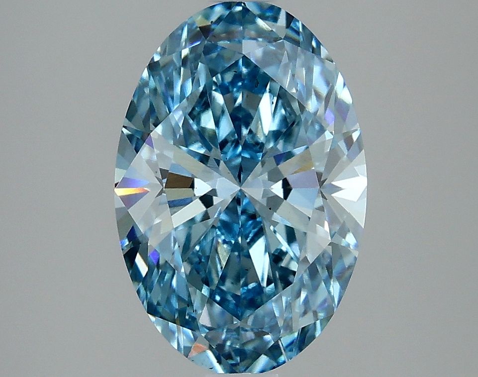 Lab-Grown Oval Diamond - 2.51 Carats, Fancy Vivid Blue Color, VS2 Clarity - Certified by IGI - Report Number: LG636431198