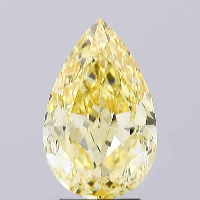 Lab-Grown Pear Diamond - 4.06 Carats, Fancy Intense Yellow Color, VVS2 Clarity - Certified by IGI - Report Number: LG660471011