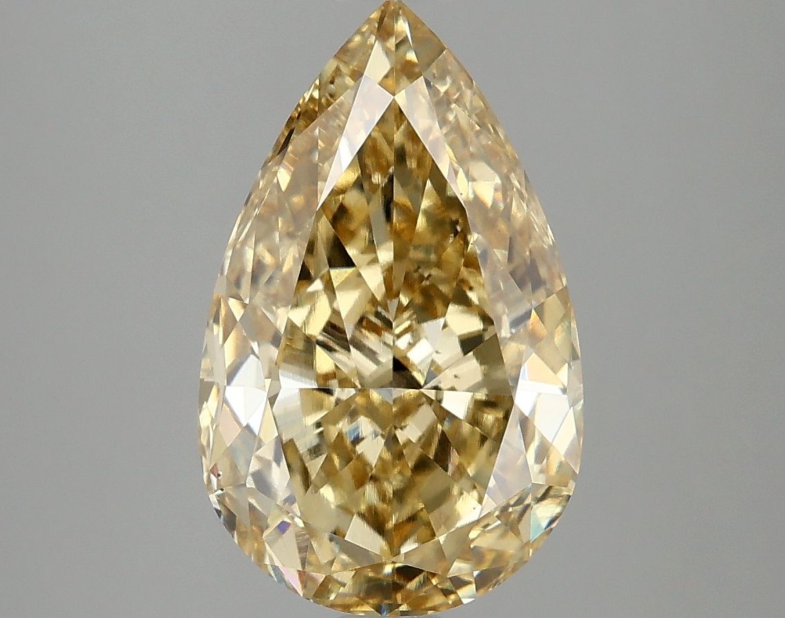 Lab-Grown Pear Diamond - 3.99 Carats, Fancy Vivid Yellow Color, VS1 Clarity - Certified by IGI - Report Number: LG677503201