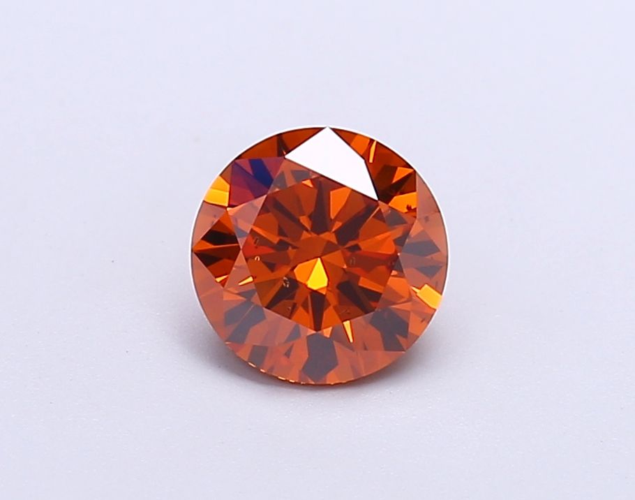 Lab-Grown Round Diamond - 1.0 Carats, Fancy Vivid Orange Color, SI2 Clarity - Certified by IGI - Report Number: LG671468120