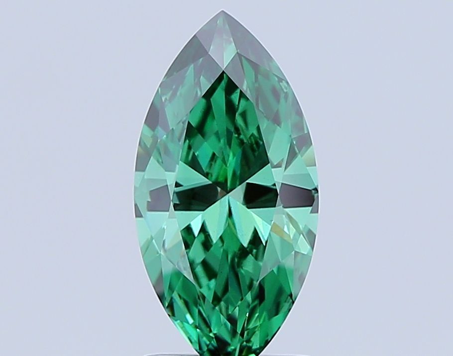 Lab-Grown Marquise Diamond - 2.02 Carats, Fancy Vivid Green Color, VS1 Clarity - Certified by IGI - Report Number: LG689505639