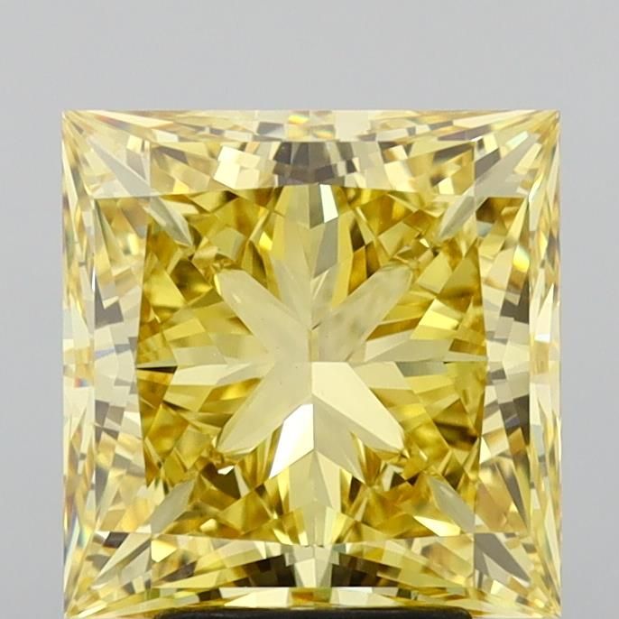 Lab-Grown Princess Diamond - 5.03 Carats, Fancy Vivid Yellow Color, VVS2 Clarity - Certified by IGI - Report Number: LG689519574