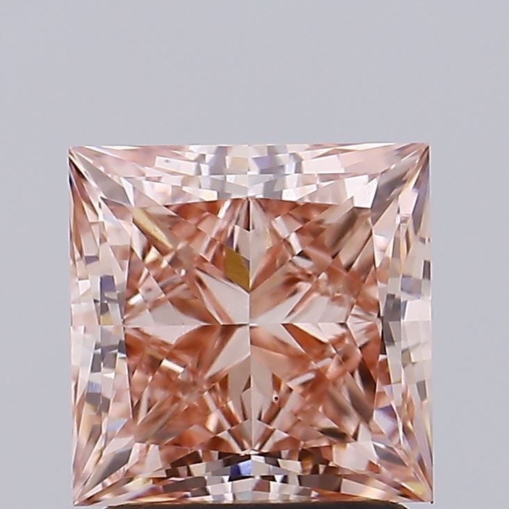 Lab-Grown Princess Diamond - 2.05 Carats, Fancy Intense Brownish Pink Color, VS1 Clarity - Certified by IGI - Report Number: LG533295397