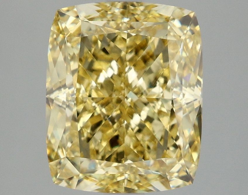 Lab-Grown Cushion Diamond - 4.02 Carats, Fancy Intense Yellow Color, VS1 Clarity - Certified by IGI - Report Number: LG666416201