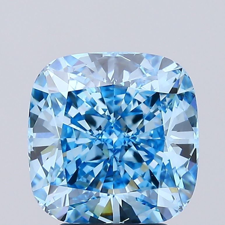 Lab-Grown Cushion Diamond - 4.06 Carats, Fancy Vivid Blue Color, VS1 Clarity - Certified by IGI - Report Number: LG623423282