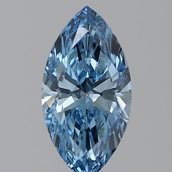 Lab-Grown Marquise Diamond - 0.9 Carats, Fancy Vivid Blue Color, VS1 Clarity - Certified by IGI - Report Number: LG585336479