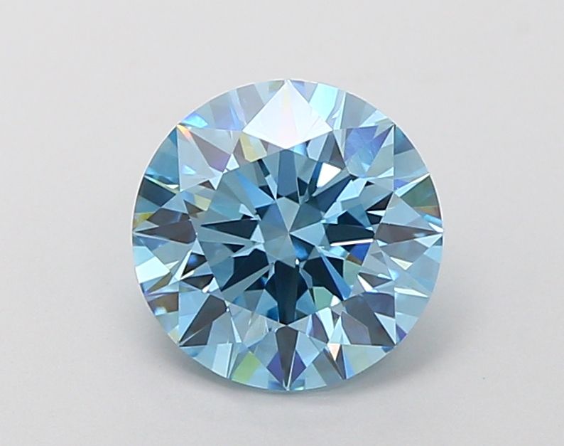 Lab-Grown Round Diamond - 2.06 Carats, Fancy Vivid Blue Color, VVS2 Clarity - Certified by IGI - Report Number: LG660422347