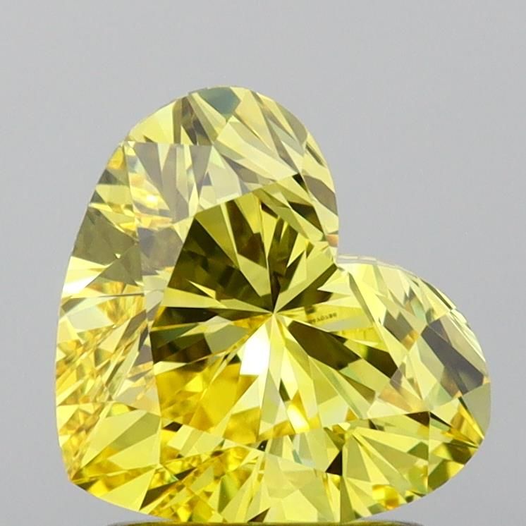 Lab-Grown Heart Diamond - 1.51 Carats, Fancy Vivid Yellow Color, VVS2 Clarity - Certified by IGI - Report Number: LG658470756