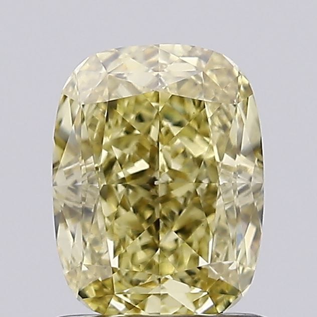 Lab-Grown Cushion Diamond - 1.15 Carats, Fancy Vivid Yellow Color, VS1 Clarity - Certified by IGI - Report Number: LG637468858