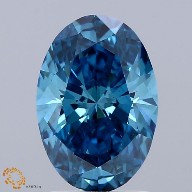 Lab-Grown Oval Diamond - 1.59 Carats, Fancy Vivid Blue Color, VS2 Clarity - Certified by IGI - Report Number: LG671498870