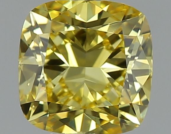Lab-Grown Cushion Diamond - 0.5 Carats, Fancy Vivid Yellow Color, VVS1 Clarity - Certified by IGI - Report Number: LG639485459
