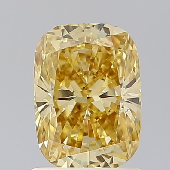 Lab-Grown Cushion Diamond - 1.0 Carats, Fancy Intense Yellow Color, VS2 Clarity - Certified by IGI - Report Number: LG637469699