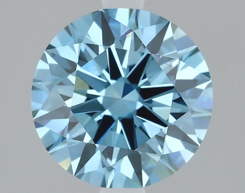 Lab-Grown Round Diamond - 2.03 Carats, Fancy Vivid Blue Color, VS2 Clarity - Certified by IGI - Report Number: LG610317254