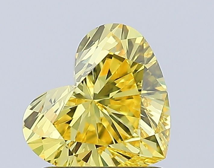 Lab-Grown Heart Diamond - 1.09 Carats, Fancy Vivid Yellow Color, VS1 Clarity - Certified by IGI - Report Number: LG627448421