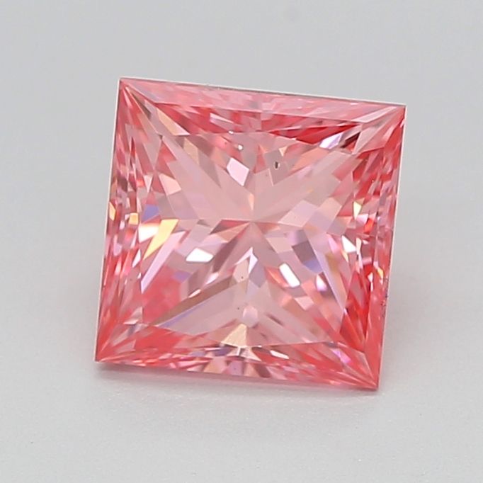 Lab-Grown Princess Diamond - 1.1 Carats, Fancy Vivid Pink Color, VS2 Clarity - Certified by IGI - Report Number: 628496666