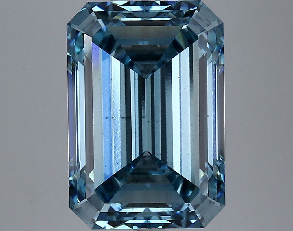 Lab-Grown Emerald Diamond - 6.83 Carats, Fancy Vivid Blue Color, VS2 Clarity - Certified by IGI - Report Number: LG633407281