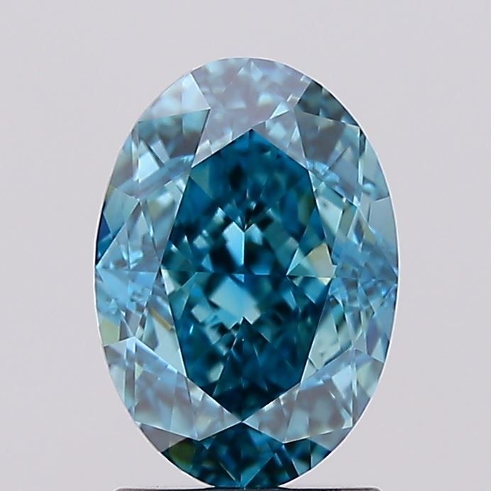 Lab-Grown Oval Diamond - 2.1 Carats, Fancy Vivid Blue Color, VS1 Clarity - Certified by IGI - Report Number: LG638445404