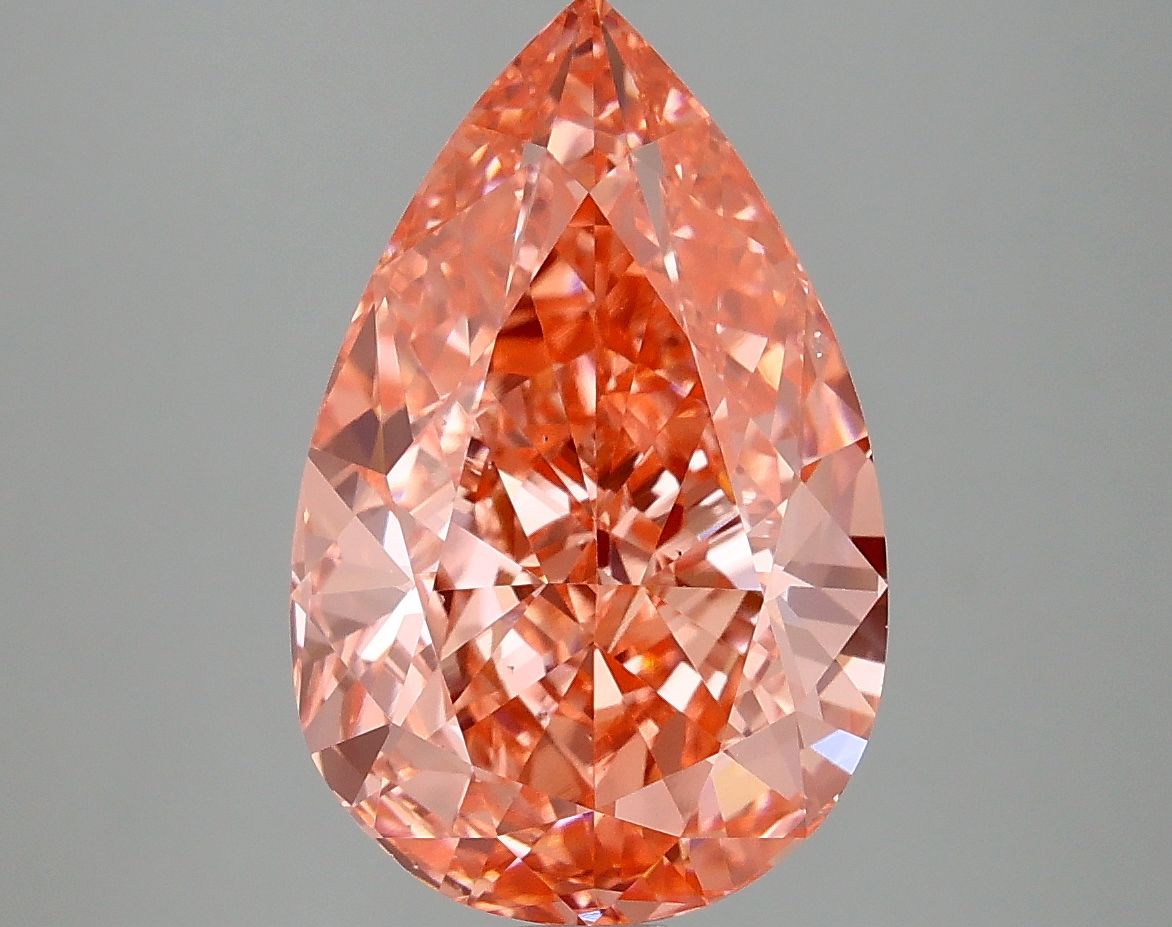 Lab-Grown Pear Diamond - 5.07 Carats, Fancy Vivid Pink Color, VS2 Clarity - Certified by IGI - Report Number: LG677579597