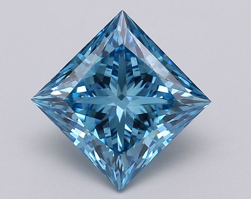 Lab-Grown Princess Diamond - 2.05 Carats, Fancy Vivid Blue Color, VS1 Clarity - Certified by IGI - Report Number: LG613349410