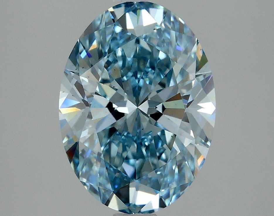 Lab-Grown Oval Diamond - 2.55 Carats, Fancy Vivid Blue Color, VS2 Clarity - Certified by IGI - Report Number: LG634426651