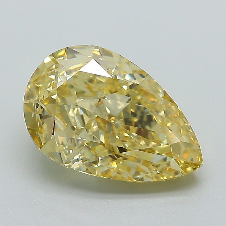 Lab-Grown Pear Diamond - 2.56 Carats, Fancy Vivid Yellow Color, VVS2 Clarity - Certified by IGI - Report Number: LG671494878